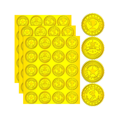 Custom Gold Metallic Package Wafer Seal Stickers Serrated Edge For Awards