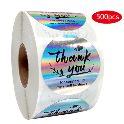 Personalized Circle Holographic Thank You Stickers Label Printing