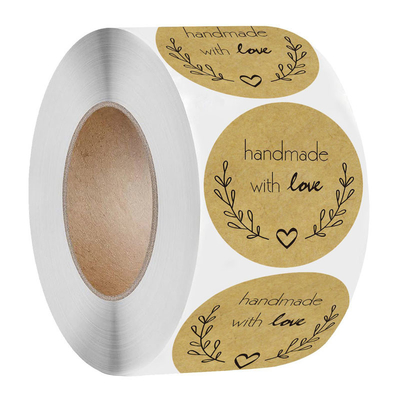 Kraft Paper Circle Thank You Sticker Labels With Golden Printing 3 inch