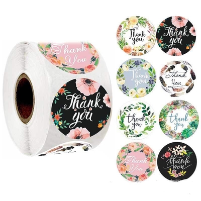 OEM Polyester Flower Wedding Thank You Stickers Bridal Shower Gift Tag