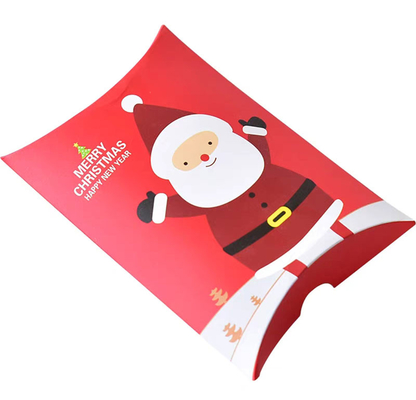 Pillow Shape Giveaway Christmas Candy Boxes Santa Gift Box 250gsm White Card