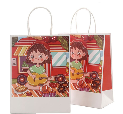 Personalised Kraft Paper Printed Takeaway Bags For Restaurant Hot Food