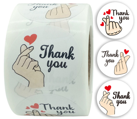 Custom Printing Gestures Floral Thank You Sticker Labels Rolls For ordering