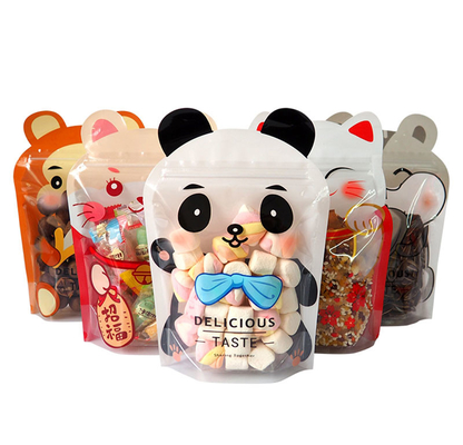 Jelly Candy Gift Ziplock Resealable Paper Pouches Cartoon Animal Shaped