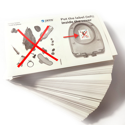 Fork Shape Warning Tip Rectangle White Sticker Coated For Toilet