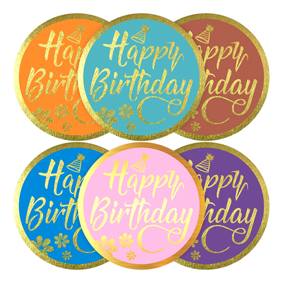 Watercolor Happy Birthday Stickers Perforated For Kids Party Decoration