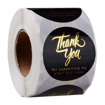 Custom Printed Black Bronzing Thank You Stickers 1.5 For Small Business