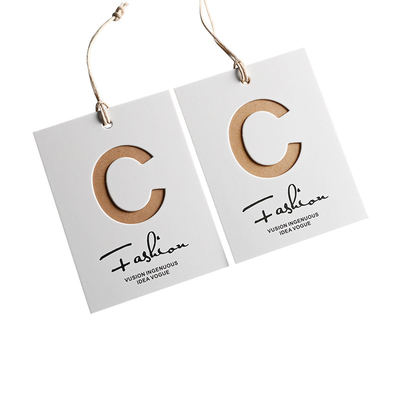Brown White Round Coated Paper Hanging Tags Customized Recycled