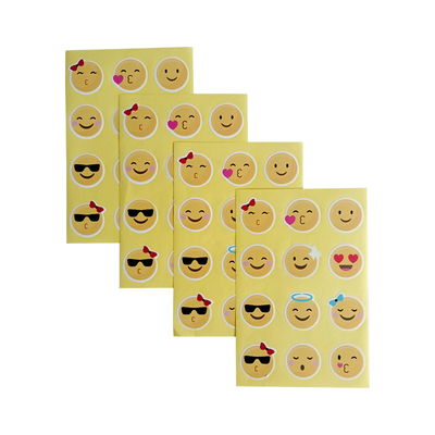 Emotional Smile Expression Adhesive Round Stickers Cute Custom Logo