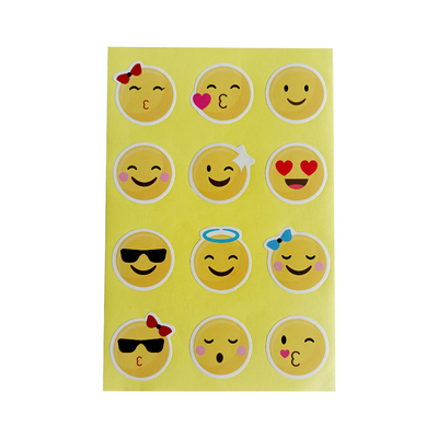 Emotional Smile Expression Adhesive Round Stickers Cute Custom Logo