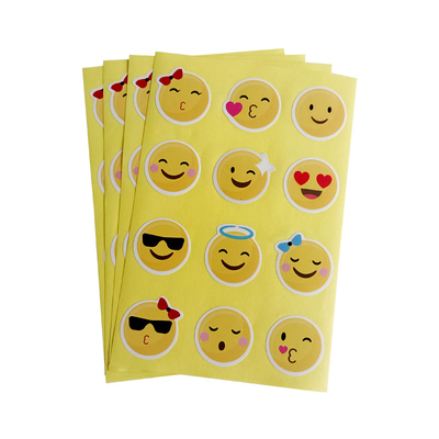 Emotional Smile Expression Adhesive Round Stickers Cute Custom Logo