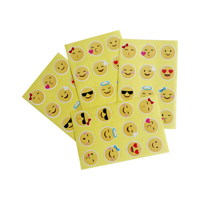 Emotional Smile Expression Adhesive Round Stickers Cute Custom Logo