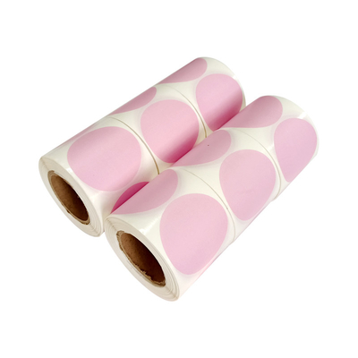 Self Adhesive Round Pink Circle Thermal Paper Labels Roll DIY LOGO Design