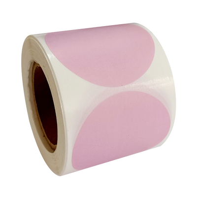 Self Adhesive Round Pink Circle Thermal Paper Labels Roll DIY LOGO Design