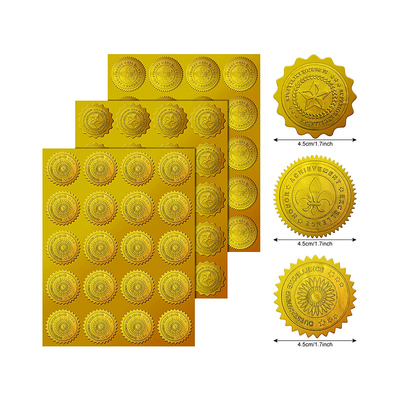 Gold Metallic Certificate Sealing Labels Awards Legal Embossing Stickers Craft