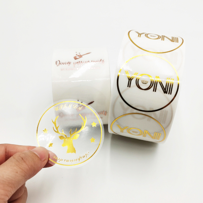 Custom Waterproof Transparent Hot Stamping Label Gold Foil Sticker Roll