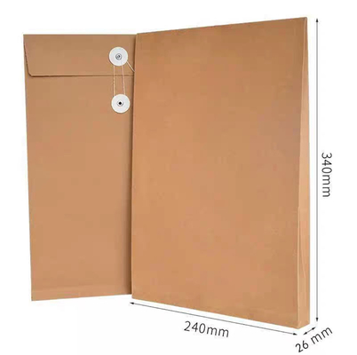 Brown C4 Gusset Envelopes Kraft Paper Document Bag With Button Closure