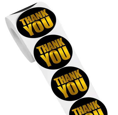 Gelebor Self Adhesive Gold Foil Thank You Stickers Vinyl Small Thank You Stickers