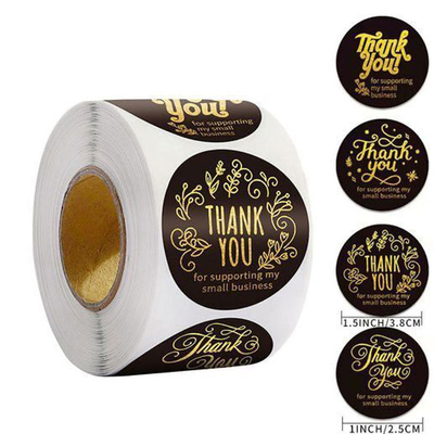 Gelebor Self Adhesive Gold Foil Thank You Stickers Vinyl Small Thank You Stickers