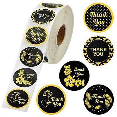 Gelebor Self Adhesive Gold Foil Thank You Stickers Vinyl Small Thank You Stickers