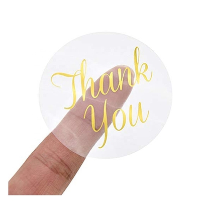 Embossed PVC Transparent Thank You Sticker Labels Printing Paper For Food Packaging