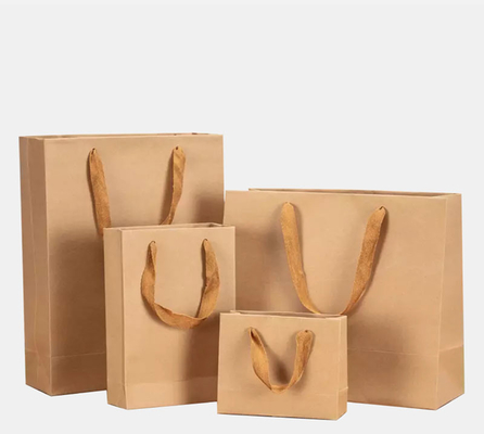 Recyclable Kraft Apparel Cardboard Shopping Bag Brown Takeaway Bag