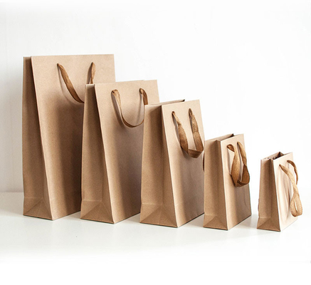 Recyclable Kraft Apparel Cardboard Shopping Bag Brown Takeaway Bag