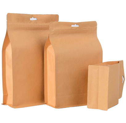 Oem Kraft Paper Food Resealable Paper Pouches With Window