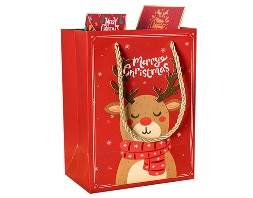 Printed CCNB Christmas Paper Bags For Xmas Eve Gift Takeaway