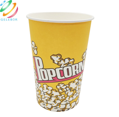 Eco Friendly Disposable Food Packaging Round Popcorn Paper Cups Bucket 24oz