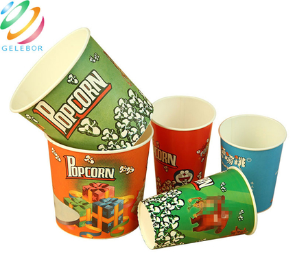 Eco Friendly Disposable Food Packaging Round Popcorn Paper Cups Bucket 24oz