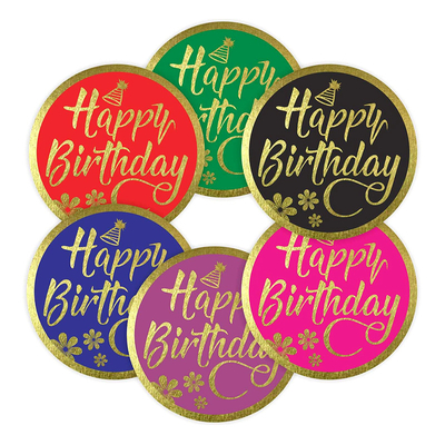 Watercolor Happy Birthday Stickers Perforated For Kids Party Decoration