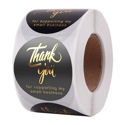 Custom Printed Black Bronzing Thank You Stickers 1.5 For Small Business